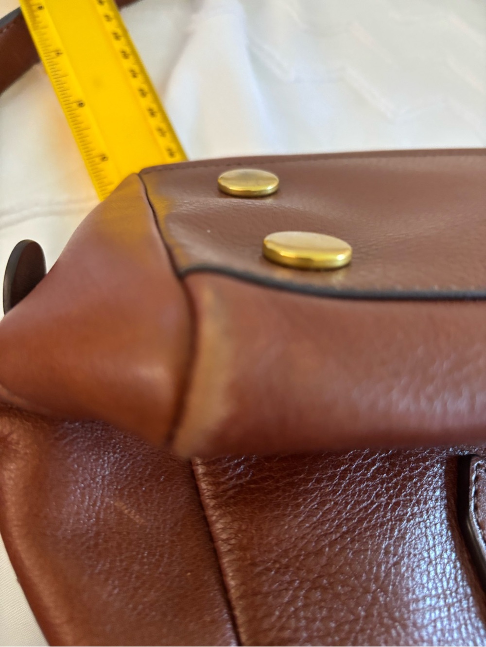 Fossil Chestnut Leather Dome Satchel with Gold Hardware - Picture 10 of 11